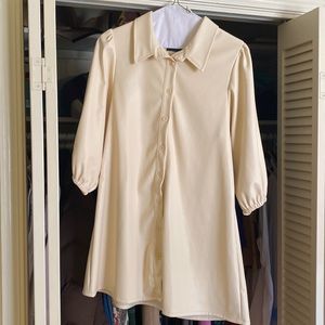 Cream / winter white faux leather dress